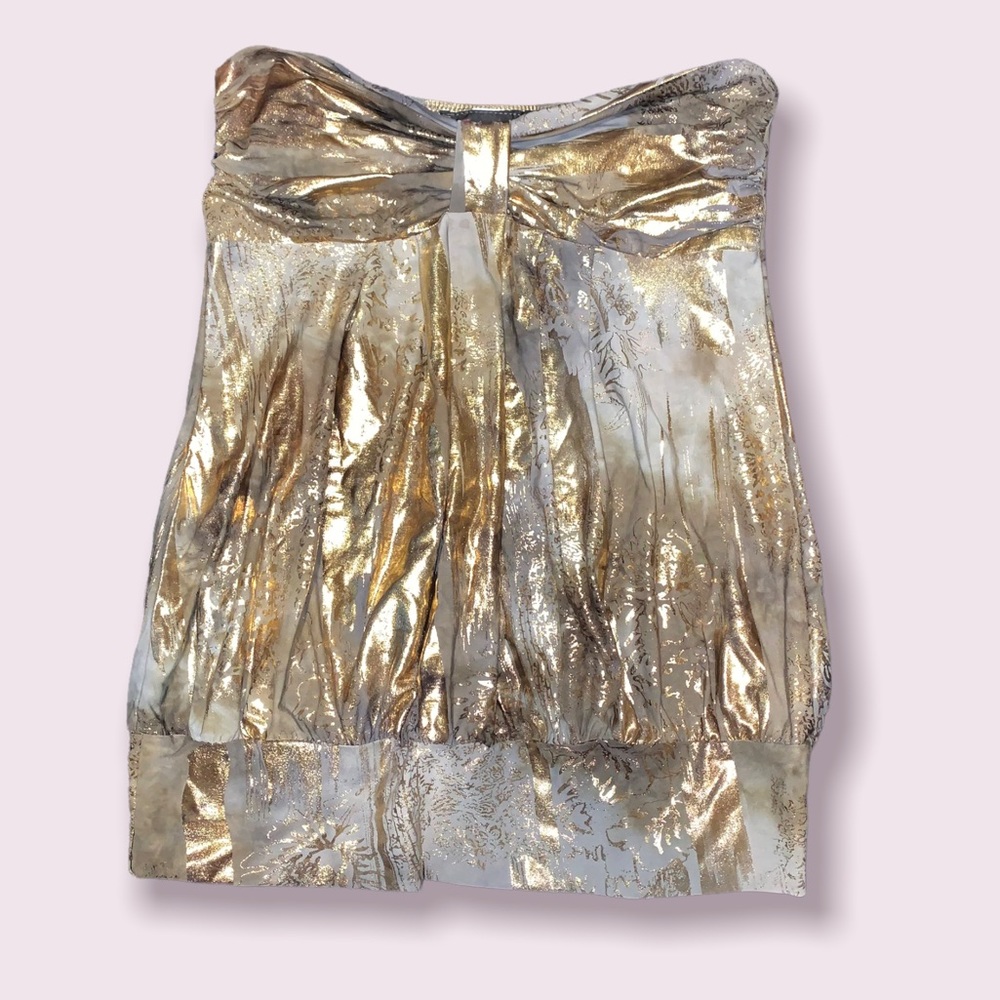 Gold strapless top